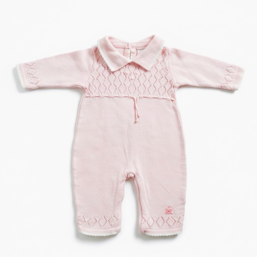 Babycottons Newborn Baby Pink Pointelle Knit Cotton Romper Playsuit Outfit